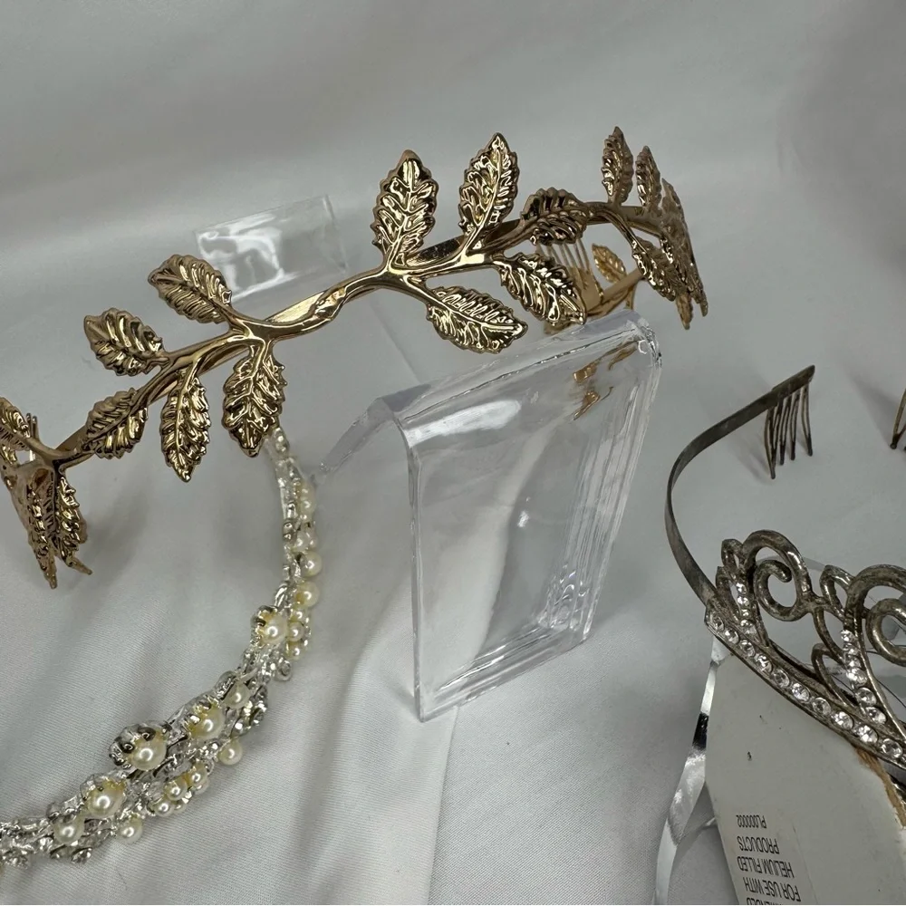 Elegant Gold and Silver Hair Accessories Set including Crowns fir the Princess